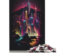 Neon Hong Kong Skyline Jigsaw Puzzles Puzzle for Adults Kids. 1000 Piece Whimsical Challenge Toy Educational Game Home Decoration for Adults& Kids Age 14 Years Up 1000pcs (75x50cm)