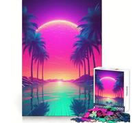 Neon Horizon Elegance Teenagers Puzzles 1000 Piece Jigsaws Smart Game Calming Play Pattern Assembly Lovely Present (38x52cm)