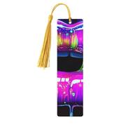 Neon Hot Lips Unique Double-Sided Artwork Printed Wooden Bookmarks, Artistic Book Accessories Birthday Presents for Men Women Presents for Book Lovers