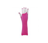 Neon Hot Pink 80S Style Long Fingerless Fishnet Gloves Acrylic