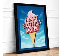 Neon Ice Cream Dreams Vintage Framed Wall Art Print A3 (42×29.7cm) Black, Wall Decor for Living Room, Bedroom, Office & Home, Ready to Hang, Art Gift
