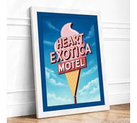 Neon Ice Cream Dreams Vintage Framed Wall Art Print A3 (42×29.7cm) White, Wall Decor for Living Room, Bedroom, Office & Home, Ready to Hang, Art Gift