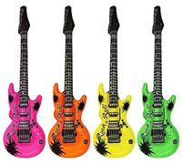 Neon Inflatable Guitar 1pk 55cm, Blow Up Toys Fancy Dress Accessories, Hen Parties, Pool Parties, Photo Booth, Party Bag Fillers, Fun for Everyone, Reusable (Neon Inflatable Guitar 55cm, 1)