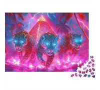 Neon Jaguar Pyramid 1000 Pieces Premium Cardstock Jigsaw Puzzle Set for Adult Jigsaws, Educational Challenge, Fun Present, Great Gift Idea 70x50cm/1000pcs