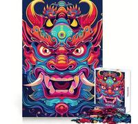 Neon Japanese Oni Yokai Jigsaw Puzzle for Teenagers 1000 Pieces Memory Gain Calm Relax Design Assembly Classic Gift (38x52cm)