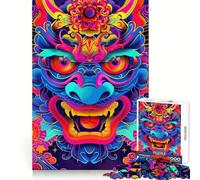 Neon Japanese Oni Yokai Jigsaw Puzzles for Adults 1000 Pieces Mind Skill Toy Slow Enjoy Design Assembly Lovely Gift (38x52cm)