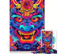 Neon Japanese Oni Yokai Jigsaw Puzzles for Adults 1000 Pieces Mind Skill Toy Slow Enjoy Design Assembly Lovely Gift (38x52cm)
