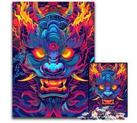 Neon Japanese Yokai Mask 1000 Piece Puzzle Difficult Puzzles for Adults Interactive Family Game Ideal Family Activity Game 1000 PCS(38x26cm)