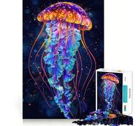 Neon Jellyfish 1000 Piece Jigsaw Puzzle for Adults Logic Toy Relaxing Fun Design Assembly Santa Wish Gift (38x26cm)