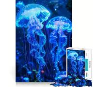 Neon Jellyfish Glowing 1000 Pieces Jigsaw Puzzles for Adults Strong Logic Toy Relaxing Fun Clear Edge Memorable Gift (50x75cm)