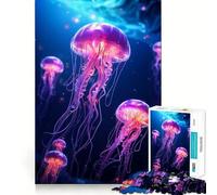 Neon Jellyfish Glowing for Adults 1000 Piece Jigsaw Puzzle Thought Toy Anxiety Relief Precise Edge Thoughtful Gift (38x52cm)