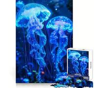 Neon Jellyfish Glowing Jigsaw Puzzles for Adults 1000 Piece Logic Boost Toy Group Joy Premium Edge Bday Surprise (38x26cm)