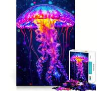 Neon Jellyfish Jigsaw Puzzle for Adults 1000 Pieces Intellect Toy Peaceful Fun Precise Cut Santa Wish List (38x52cm)