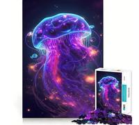 Neon Jellyfish Jigsaw Puzzles for Adults 1000 Piece Logic Boost Toy Group Joy Premium Edge Bday Surprise (38x26cm)