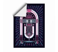 Neon Jukebox Retro Unframed Wall Art Print A4 (29.7×21cm), Wall Decor for Living Room, Bedroom, Office & Home, Art Gift