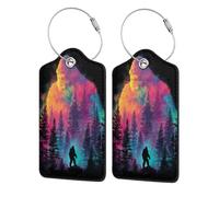 Neon Jungle Luggage Tag for Suitcase 2 Pack Leather Luggage Tag with Privacy Flap Name Id Label and Metal Loop for Women Men Travel