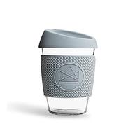 Neon Kactus Glass Coffee Cup | Reusable Glass Cup with Lid for Home or On The Go | Portable Coffee Cup | for Hot & Cold Drinks | Durable, Non-Permeable, Non-Slip, Splash-Proof | Forever Young, 12oz