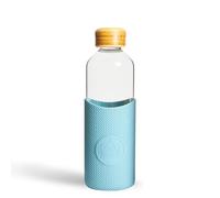 Neon Kactus Glass Water Bottle | Clear Water Bottle with Bamboo Lid and Silicone Sleeve | Reusable Glass Bottle for Hot & Cold Drinks | Leakproof, Non-Permeable, Non-Slip | Super Sonic, 1000ml