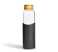 Neon Kactus Glass Water Bottle | Reusable Made with Borosilicate Glass | Travel Water Bottle | For Hot & Cold Drinks | Durable, Leakproof, Non-Slip & Dishwasher-Safe | Rock Star, 550ml