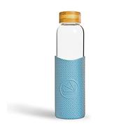 Neon Kactus Glass Water Bottle | Reusable Made with Borosilicate Glass | Travel Water Bottle | For Hot & Cold Drinks | Durable, Leakproof, Non-Slip & Dishwasher-Safe | Pastel Blue, 550ml