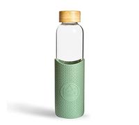 Neon Kactus Glass Water Bottle | Reusable Made with Borosilicate Glass | Travel Water Bottle | For Hot & Cold Drinks | Durable, Leakproof, Non-Slip & Dishwasher-Safe | Happy Camper, 550ml