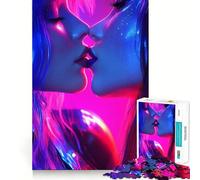 Neon Kiss in Lips 1000 Pieces Jigsaw Puzzles for Adults Clear Logic Toy Relaxing Fun Perfect Cut Elegant Gift (38x52cm)