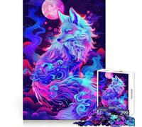 Neon Kitsune Fox in Clouds 1000 Piece Jigsaw Puzzle for Adults Logic Toy Relaxing Fun Design Assembly Santa Wish Gift (38x26cm)