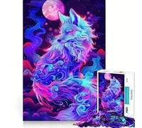 Neon Kitsune Fox in Clouds 1000 Piece Jigsaw Puzzle for Adults Logic Toy Relaxing Fun Design Assembly Santa Wish Gift (50x75cm)