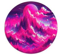 Neon Lamp 1000 Pieces Jigsaws Stress Reliever Difficult Challenge for Adults & Kids Unique Challenge Games Round Family Game Gifts (67.5x67.5cm)