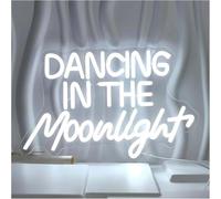Neon Lamp "Dancing In The Moonlight" Neon White Light for Dance Party Valentine's Day Wall Decoration 39×25.7cm