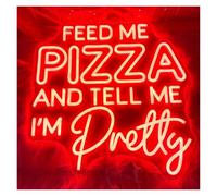 Neon lamp loanword Feed Me Pizza and Tell Me I'm Pretty for neon Sign LED Light Dimmable for USB Powered(Red)