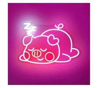 Neon lamp loanword Neon Sign Sleepy Pig Powered by, Adjustable Brightness, for Pink, for Ideal for Wall