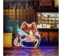 Neon Lamp Soothing Atmosphere Neon Sign Lamp for Cat,Japanese Noodles,Restaurant,Kitchen,Wall Decor,Bar 65cm(E)