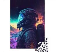 Neon Landscape Astronaut Puzzle for Adults And Teenagers 1000 Pieces Wooden Puzzles for Teenagers Gifts Brain Teaser Game 1000pcs (75x50cm)