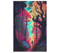 Neon Landscape Jigsaw Puzzles for Adults & Kids 1000 Piece Wooden Puzzle Precise Interlocking Educational Game Challenge Toy 78×53cm