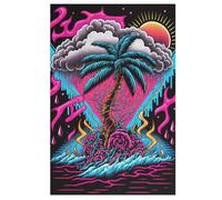 Neon Landscape Jigsaw Puzzles for Adults & Kids 1000 Piece Wooden Puzzle Precise Interlocking Educational Game Challenge Toy 78×53cm