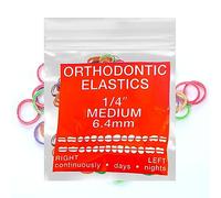 Neon Latex 100 counts Intraoral Elastic Bands Orthodontic Elastics Dental Rubber Bands Made in US Medium 1/4'', Neon Latex