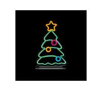 Premier 25cm Christmas Tree Table Top Lit Neon Sign - Cool White, Red, Yellow & Blue LED Neon Effect Christmas Decoration with 3m Cable