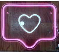 Neon LED Light, Decorative Wall Light, Heart Speech Bubble Pink White, Approx. 34 x 28 cm, Decorative Light, Living Room, Gaming Room, Night Light for Bedroom, Gamer Design Lamp, USB Operated