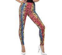 Neon Leopard Print Leggings Rainbow Ladies Fancy Dress 1980s Accessory 80s