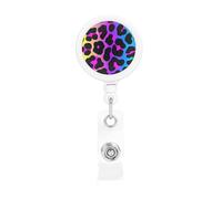Neon Leopard Print, Retractable Badge Holder,Badge Reels Holder with ID Clip Alligator Clip