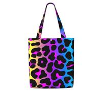 Neon Leopard Print,Reusable Grocery Bags Shopping Tote Bags Large Capacity Canvas Shoulder bag