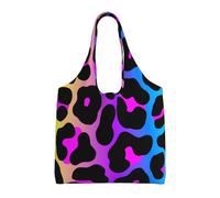 Neon Leopard Print,Reusable Tote Bags Grocery Bags Large Capacity Canvas Shopping Shoulder bag