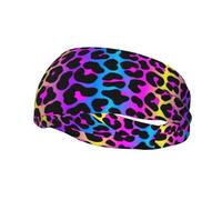 Neon Leopard Print, Sports Sweatband for Unisex Multi Headbands Sweat Workout Headbands Stretchy Hairband