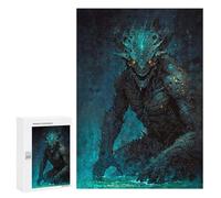 Neon Leviathan - Wooden Picture Puzzle for Grown-Ups, 300 PCS, Year-End Present, for Relaxing Solo Or Group Play