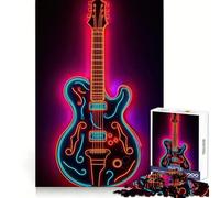 Neon Licks Rock Guitar 1000 Piece Jigsaw Puzzle for Teenagers Logic Sense Toy Quiet Hobby Smooth Edge Unique Gift (38x26cm)