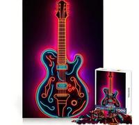 Neon Licks Rock Guitar Jigsaw Puzzles 1000 Pieces for Teenagers Recall Upgrade Calming Play Clear Cut Lovely Gift (50x75cm)