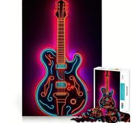 Neon Licks Rock Guitar Jigsaw Puzzles for Adults 1000 Pieces Reason Skill Toy Tension Relief Exact Cut Cherished Gift (38x52cm)