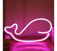 Neon Light, Battery or USB Operated Neon Signs, Led Light Up Wall Signs Neon Decorative Lights for Home,Kids,Bar,Christmas,Wedding,Birthday Party (Pink Whale)