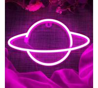 Neon Light, Battery or USB Operated Neon Signs, Led Light Up Wall Signs Neon Decorative Lights for Home,Kids,Bar,Christmas,Wedding,Birthday Party (Pink Planet)